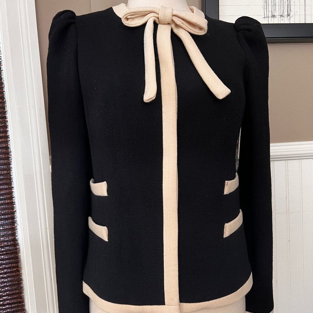 Milly of New York Marzia Bow Jacket size 0 - Black & Ivory NWT
